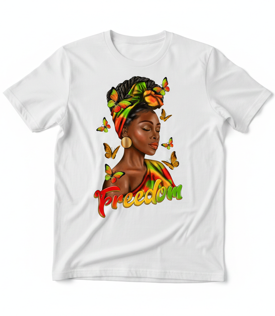 Freedom Afro Woman Graphic Tee - White