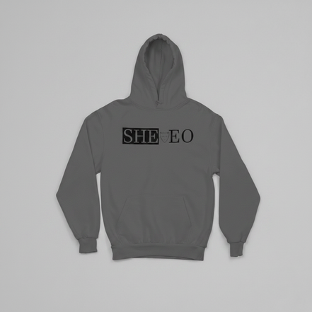 SHE*EO Lioness Hoodie - Gray/Black - Front View