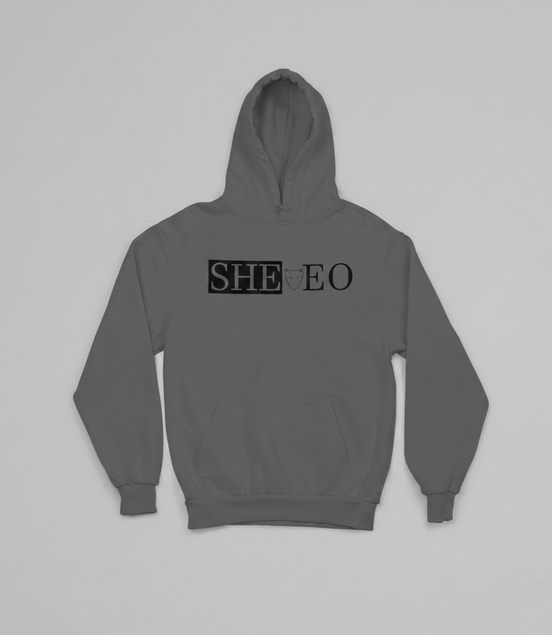 SHE*EO Lioness Hoodie - Gray/Black - Front View