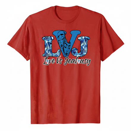 Love Vs Jealousy Graphic Tee Front - Red