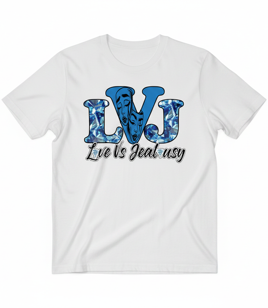Love Vs Jealousy Graphic Tee Front - White