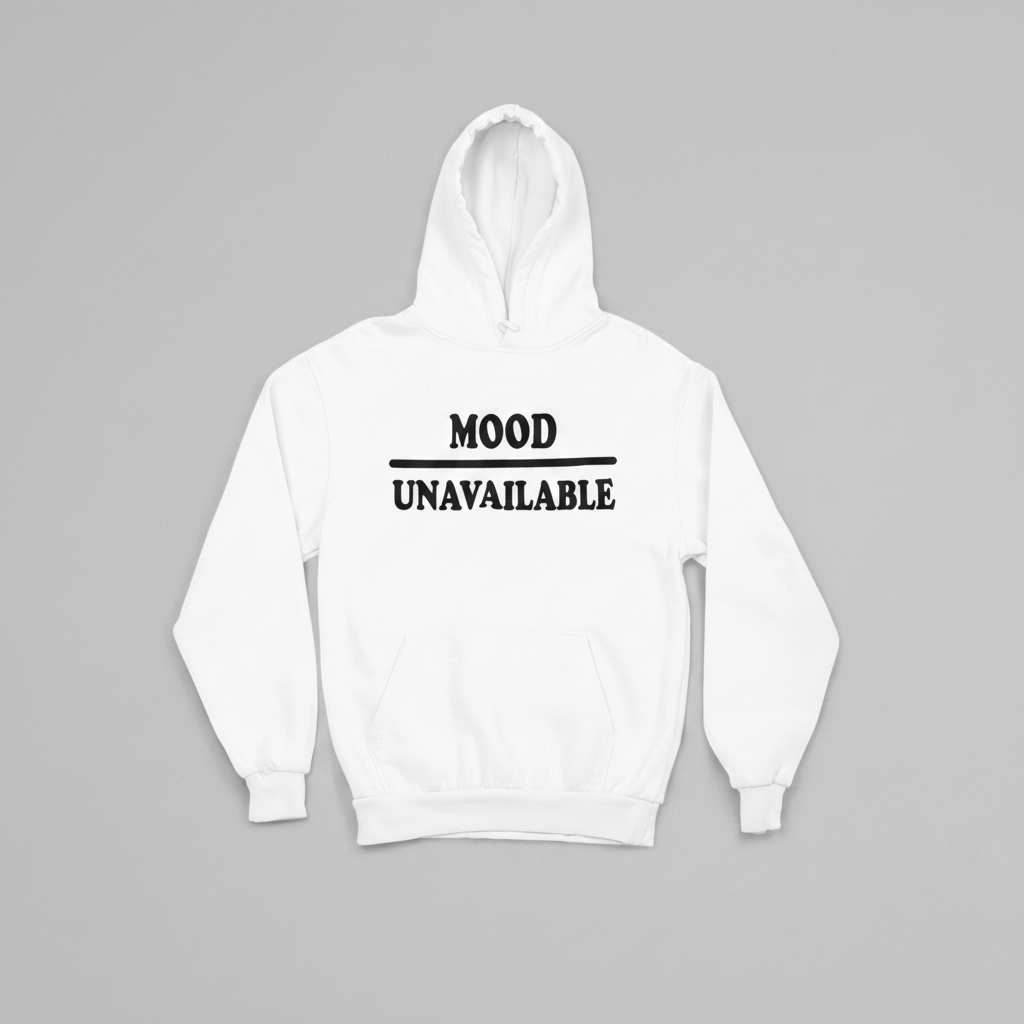 Mood – Unavailable Hoodie - White/Black - Front View