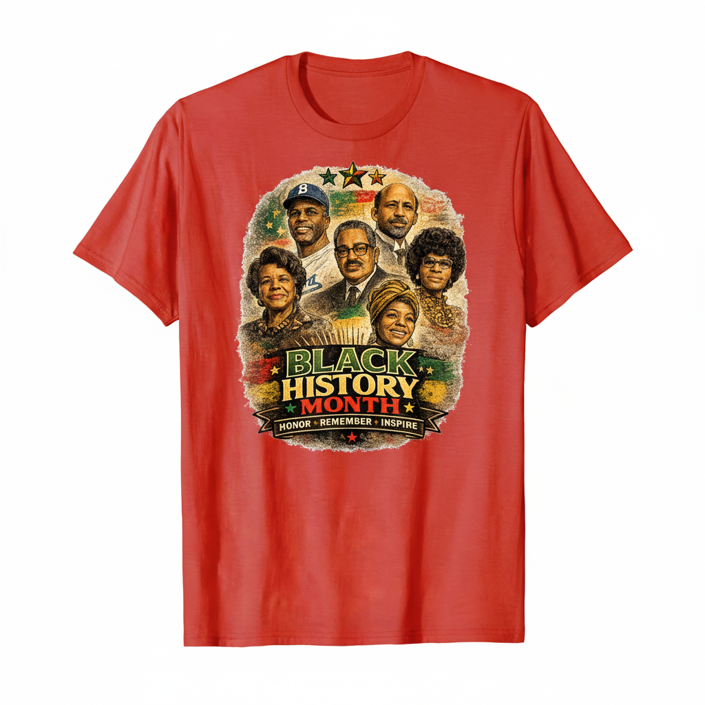 Black History Month Bright Red T-Shirt