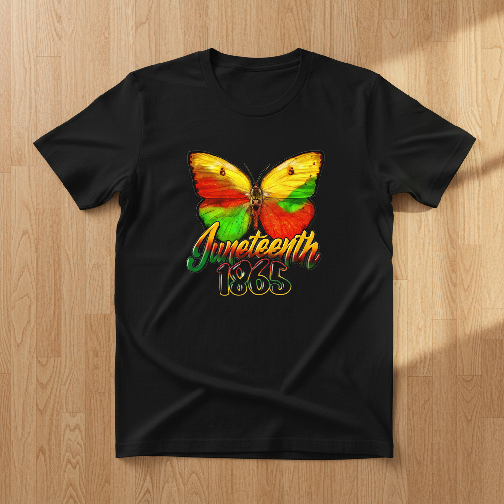 Juneteenth 1865 Butterfly Black T-Shirt
