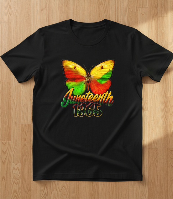 Juneteenth 1865 Butterfly Black T-Shirt