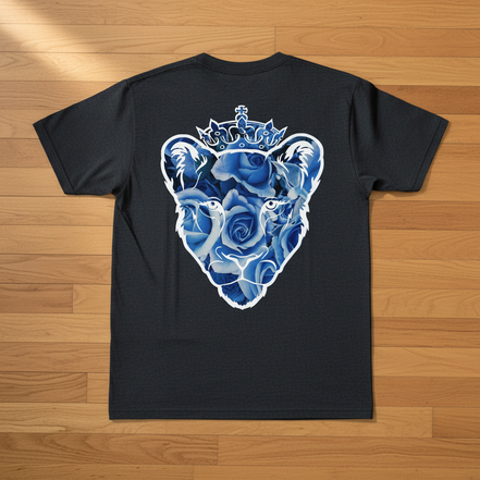 Eminence Blue Rose Lioness Gray T-Shirt Back