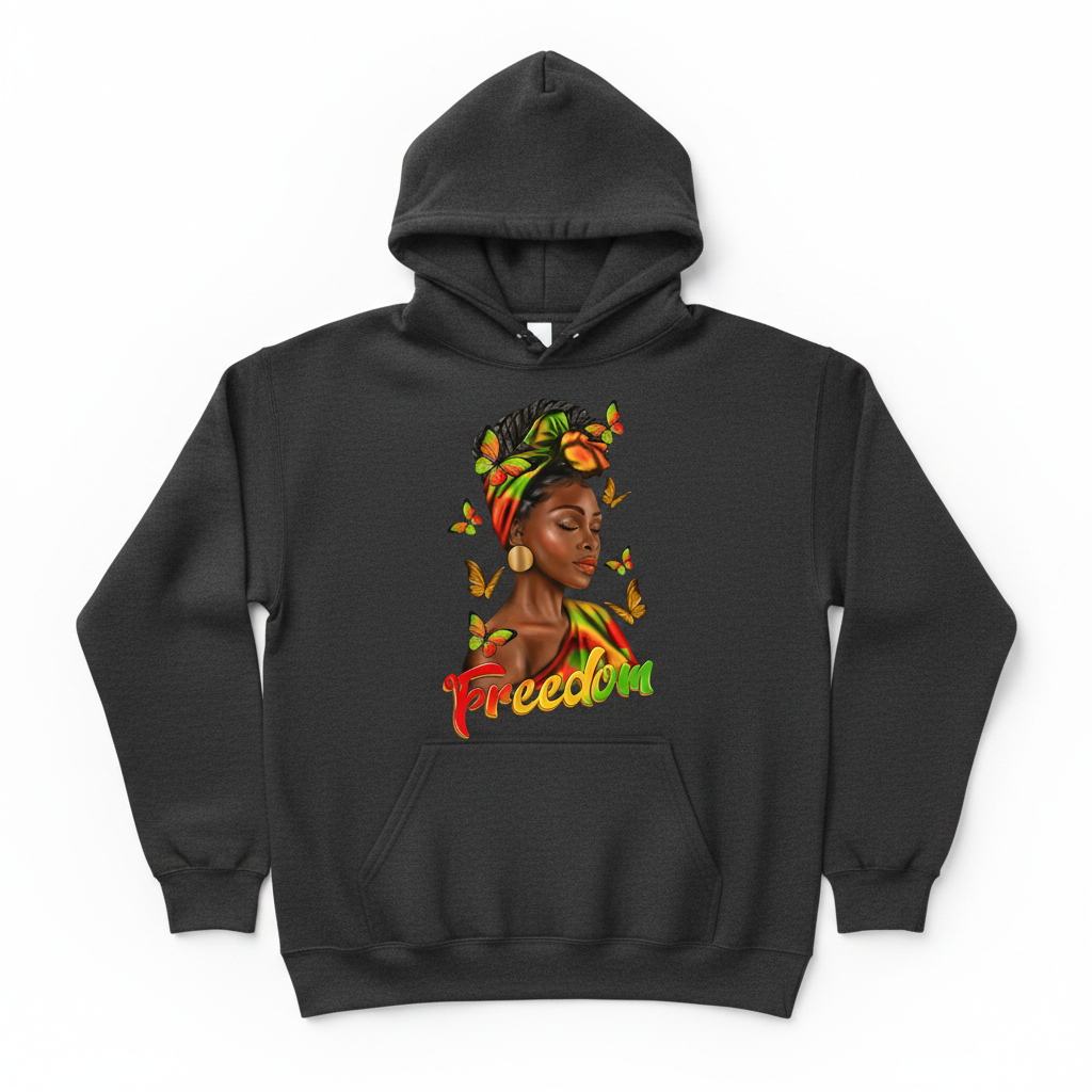 Freedom Afro Woman Hoodie - Dark Gray