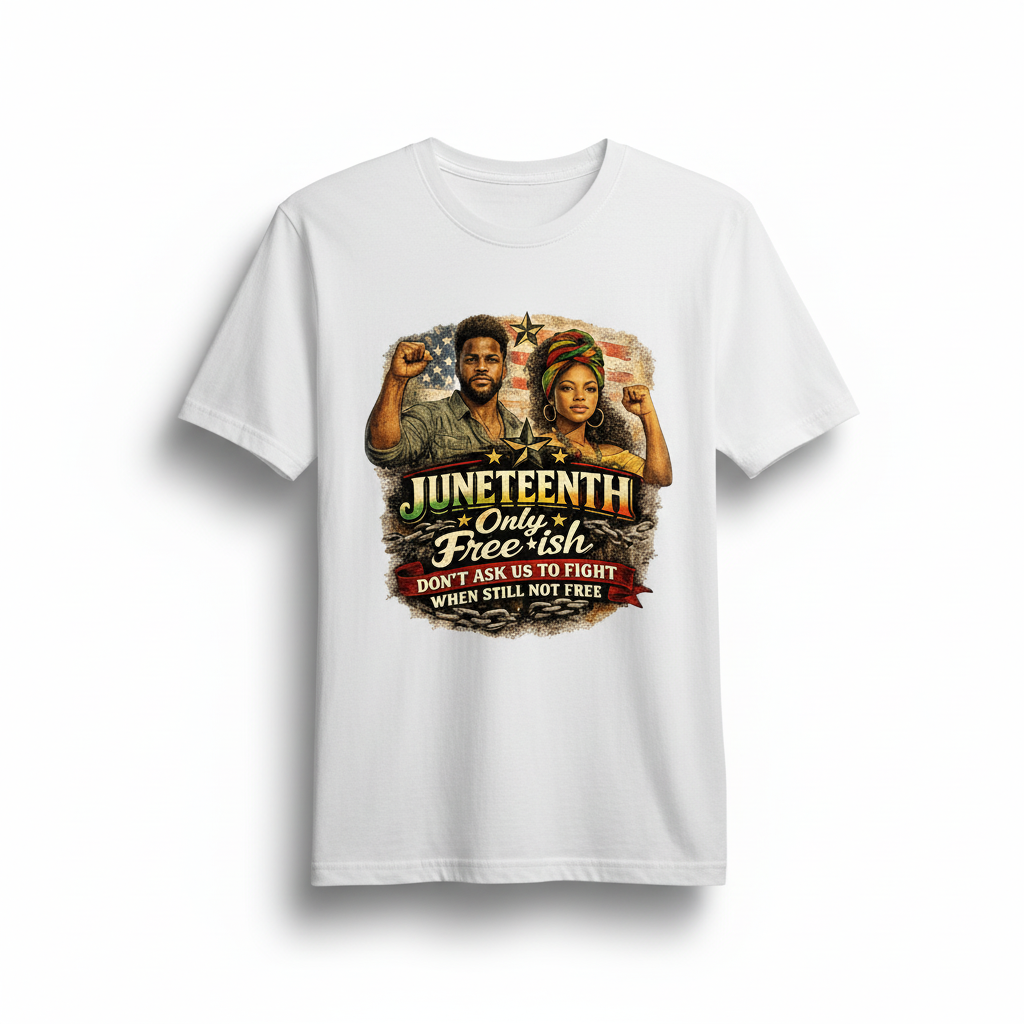 Juneteenth Only Free-ish White T-Shirt